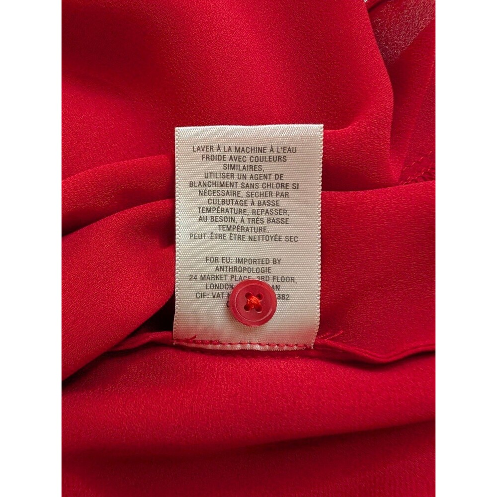 Women's Anthropologie Maeve De Stijl Blouse Long Sleeve Holiday Red Size 6 - Picture 10 of 10